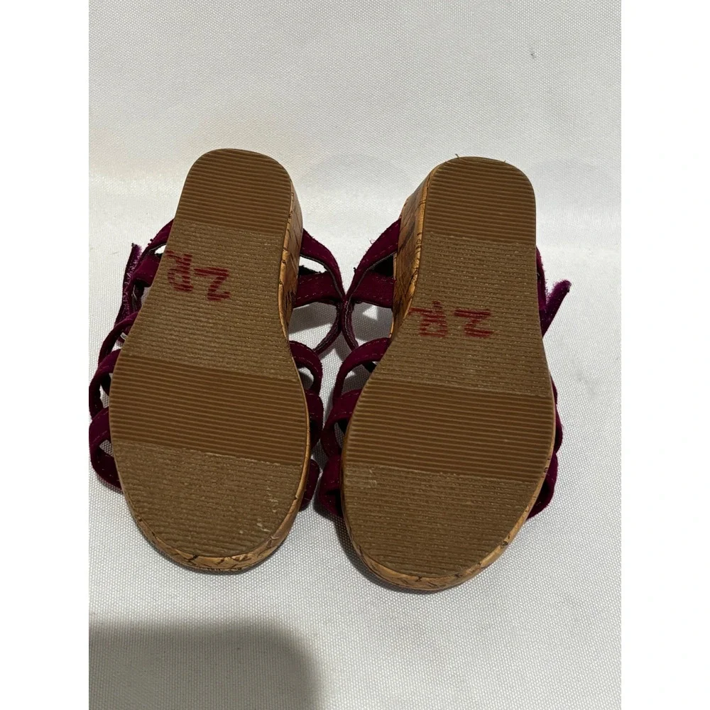 Gymboree Girls Plum Purple Floral Cork Wedge Sandals Toddler Size 5